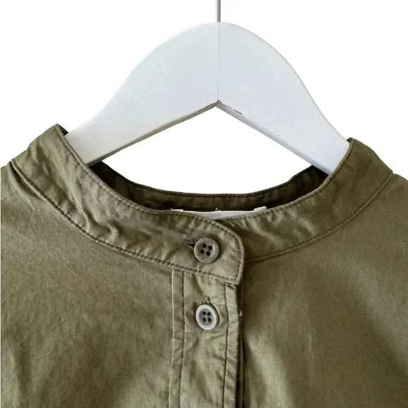Vetta Olive Green Long Sleeves Button Down Cropped lightweight Top SZ S #1971 - Picture 2 of 9